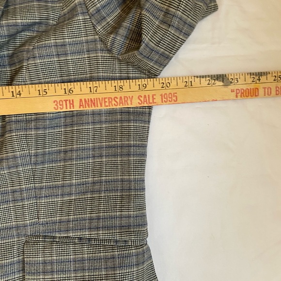 RW&CO Women's Single Breasted Fitted Tailored Blazer Grey Blue Plaid 14 Academia - Picture 14 of 16